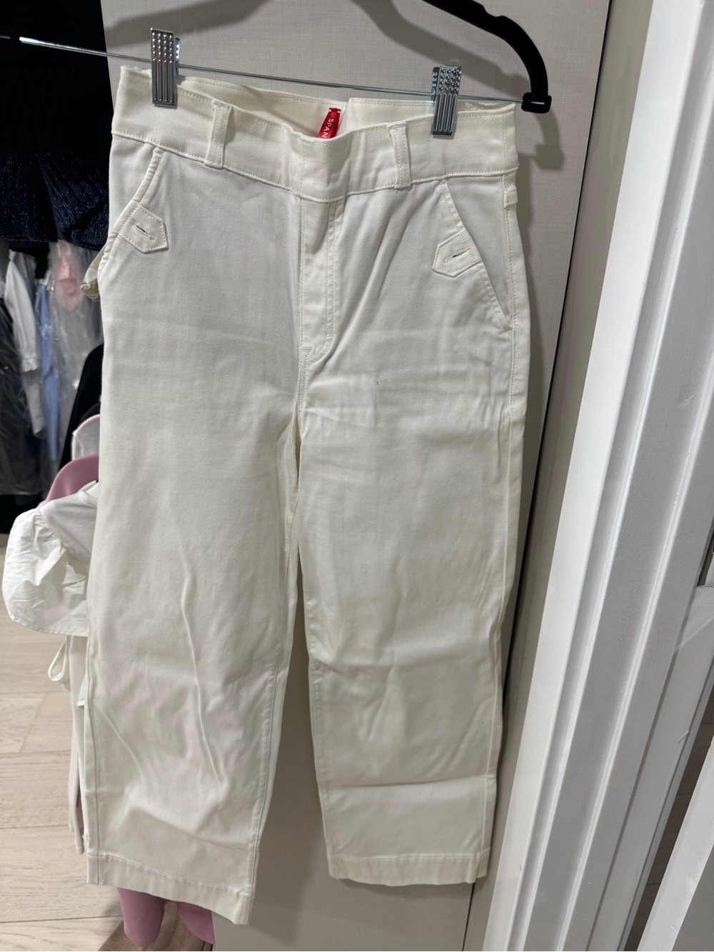 SPANX Cream High-Rise Wide-Leg Chinos